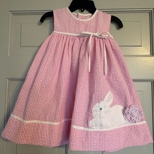 Petit Pomme 18 month Pink Gingham Dress with Bunny Appliqué